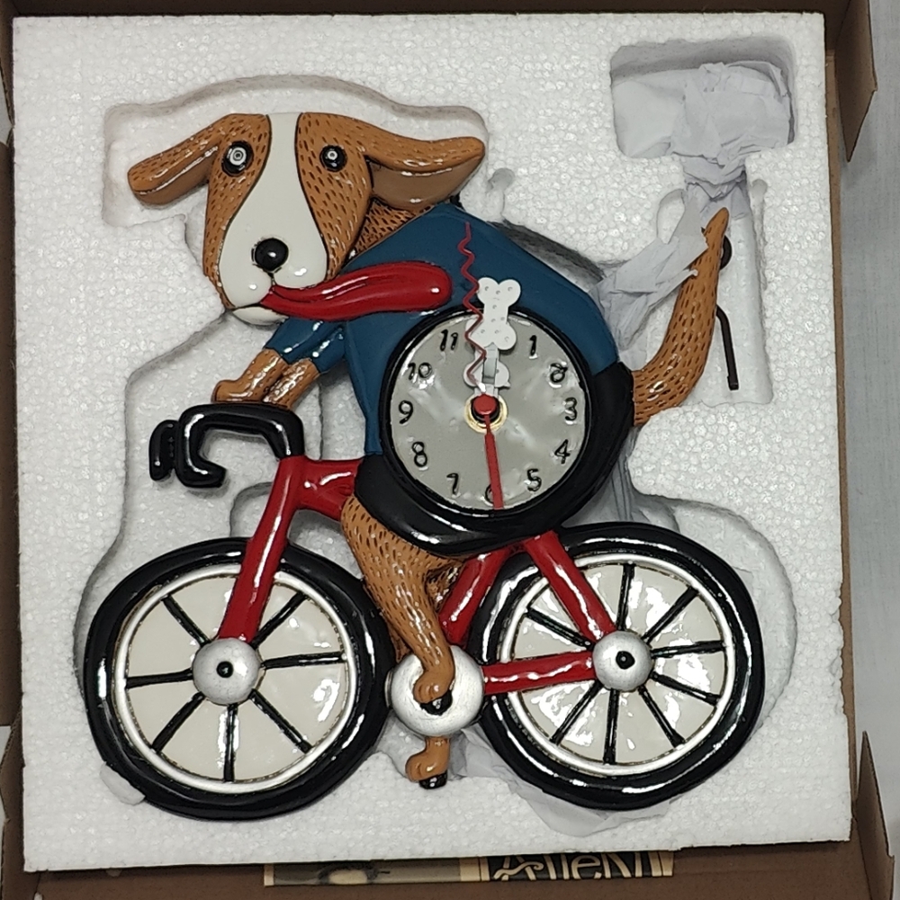 Allen Designs Bicycle Dog Pendulum Wall Clock - NWT - Picture 2 of 11